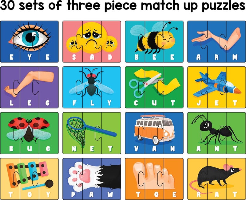 Play Panda Spell & Learn Type 4 – 90 Piece Spelling Puzzle for Kids (Ages 3+) - Learn 30 Three Letter Words with Colorful Pictures - Image 2